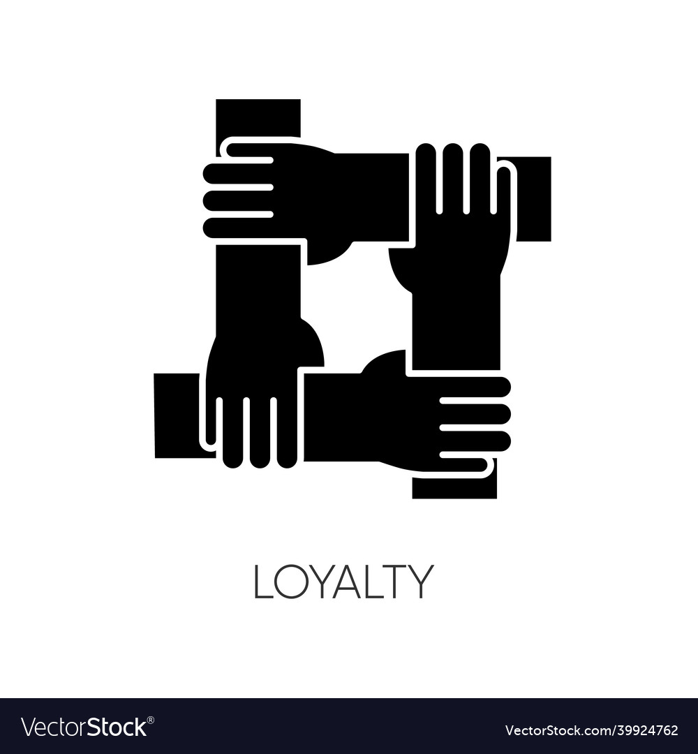 Loyalty black glyph icon social connection Vector Image