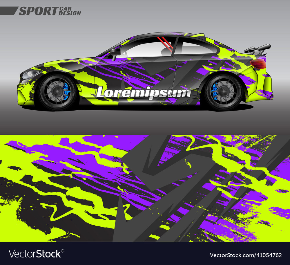 Racing car wrap design with special texture style Vector Image