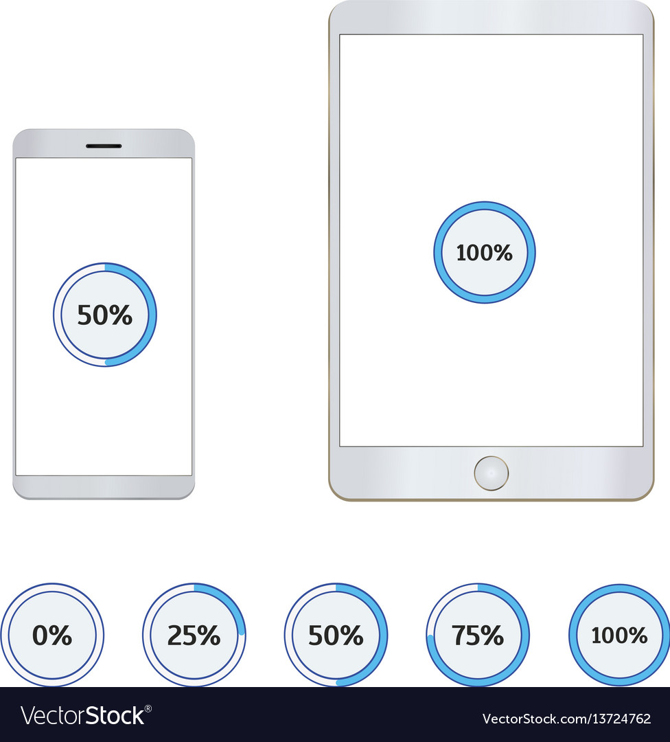 Tablet and mobile phone with loading bar vector image Tablet and mobile phone with loading bar
