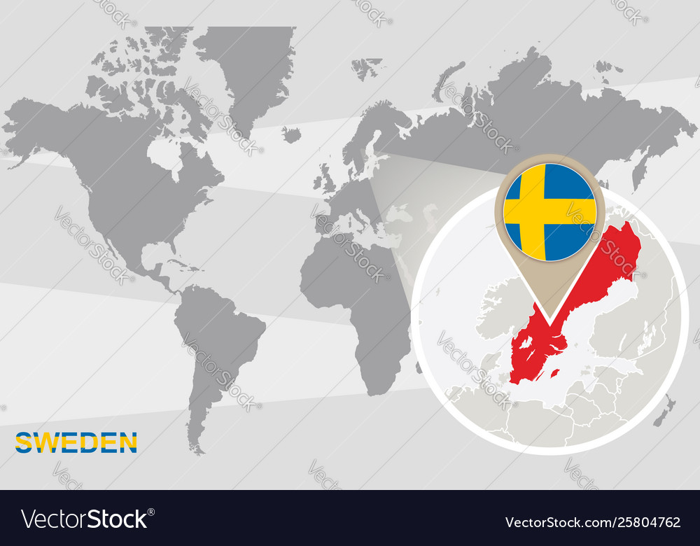 World map with magnified sweden