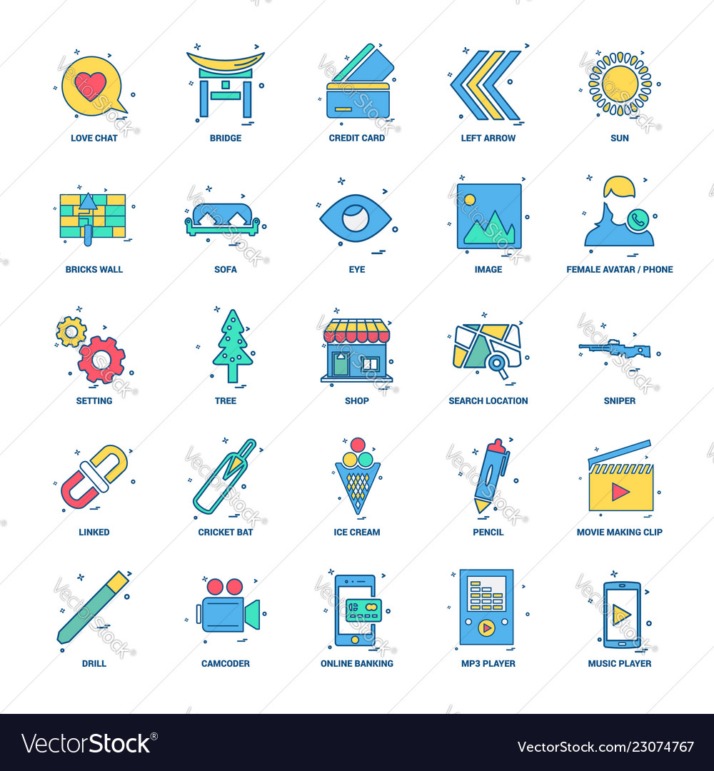 25 business concept mix flat color icon set