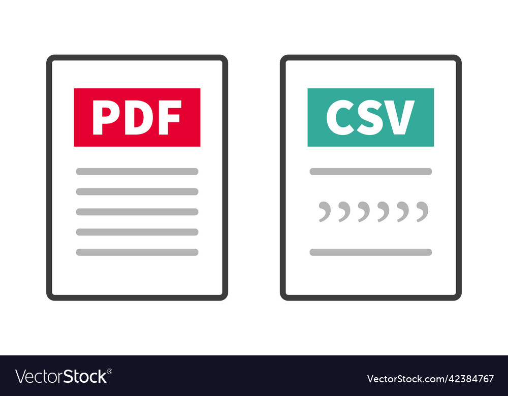 Eine Reihe von Symbolen für pdf und csv-Datei