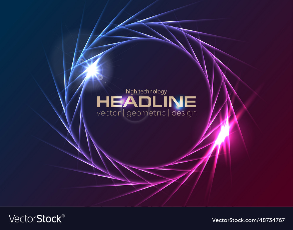 Blue purple neon effect rings logo background Vector Image