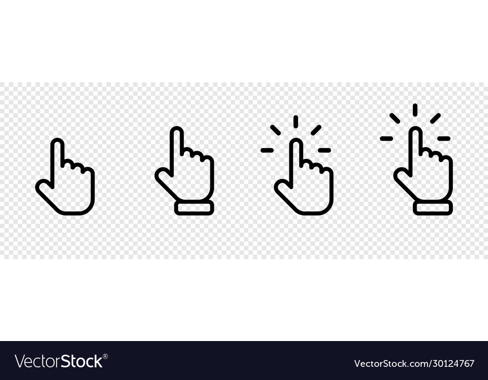 Cursor click collection computer mouses vector image Cursor click collection computer mouses