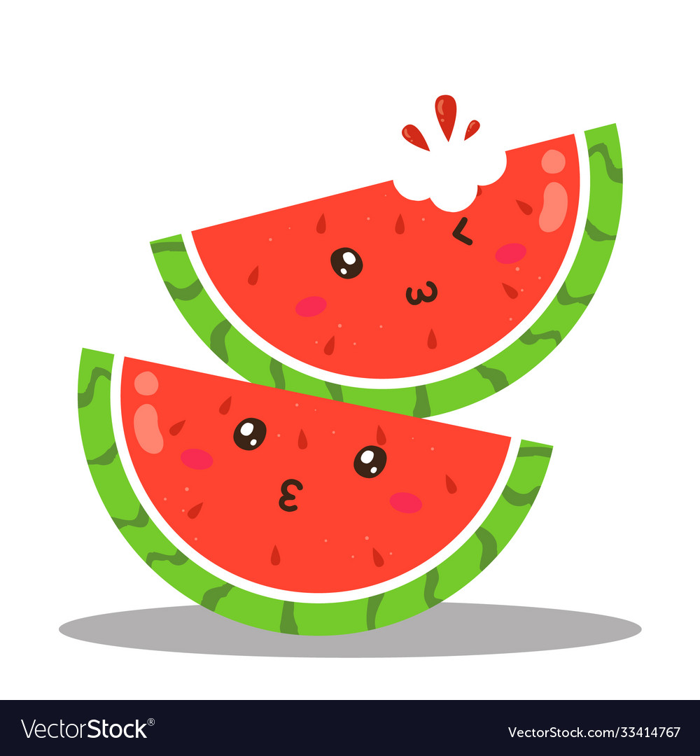 Cute happy juicy watermelon character design