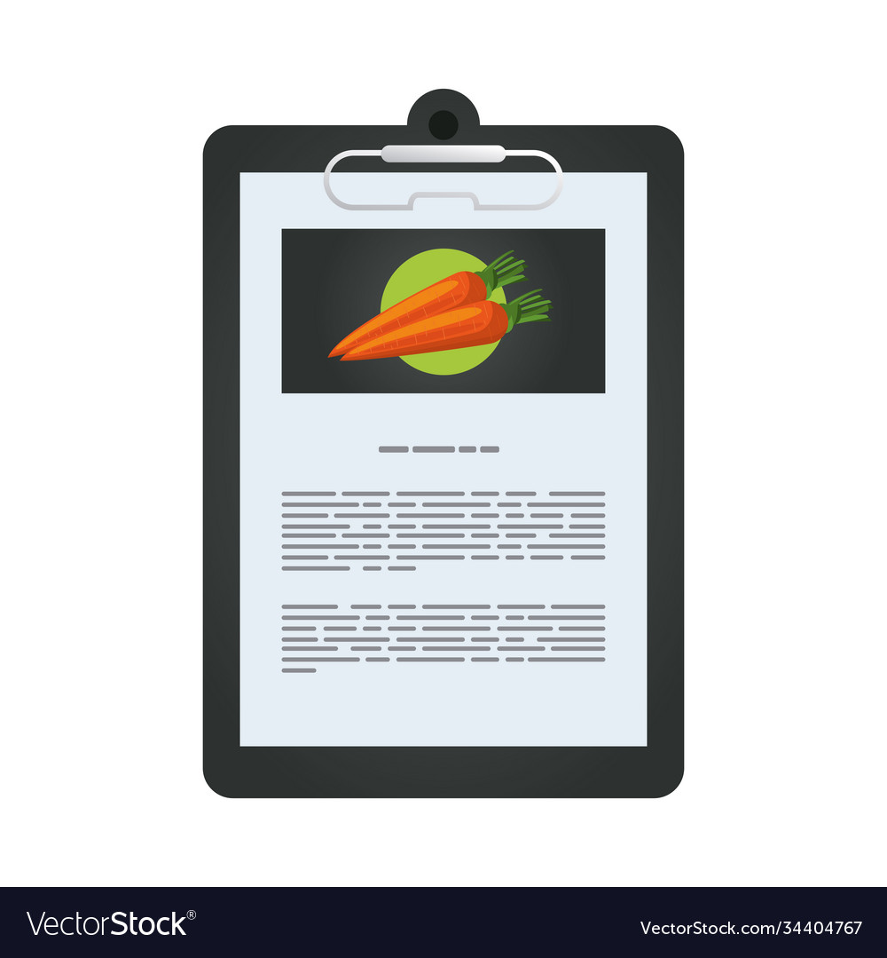 Document file mockup in clipboard with carrots