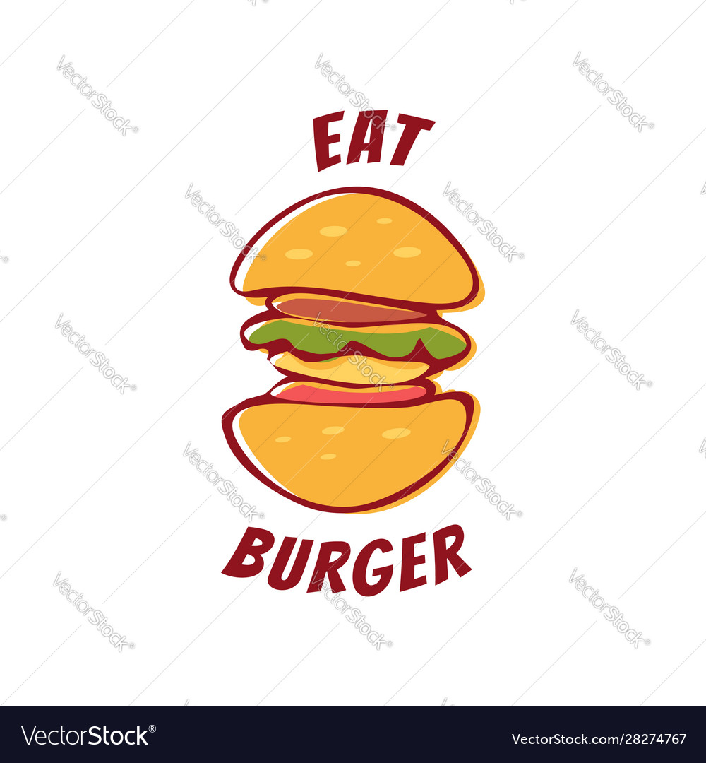 Doodle drawing eat burger logo icon symbol Vector Image