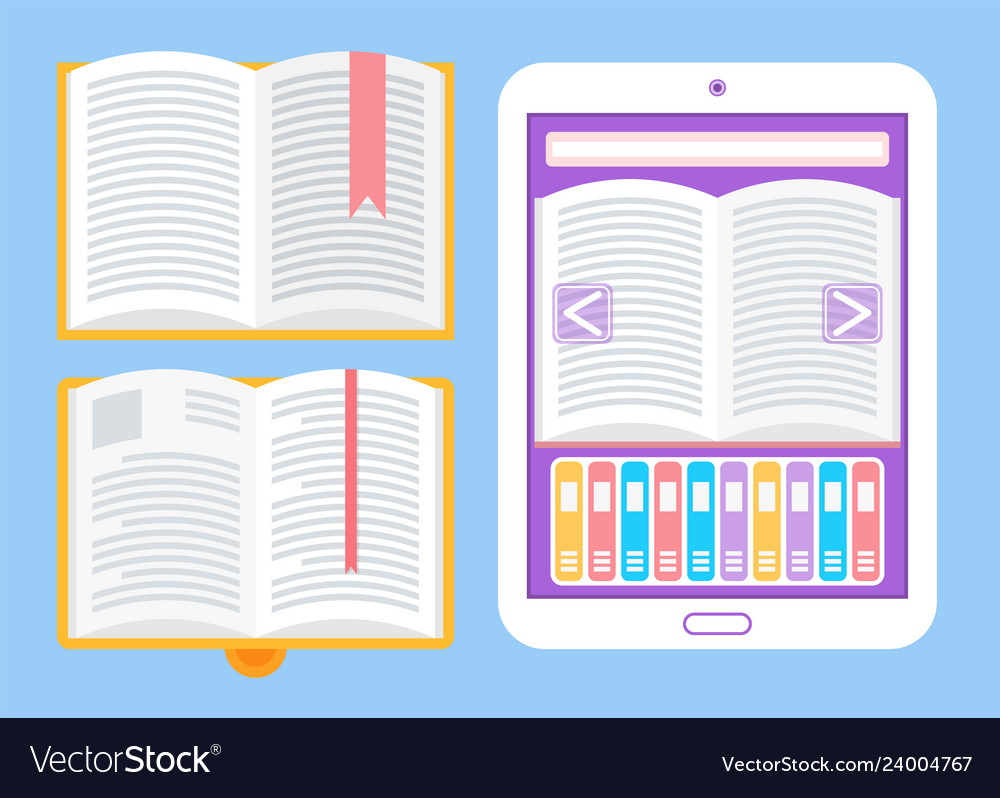 Electronic book and printed publication on paper Vector Image