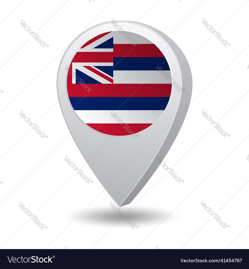 Flag of state hawaii usa on marker map