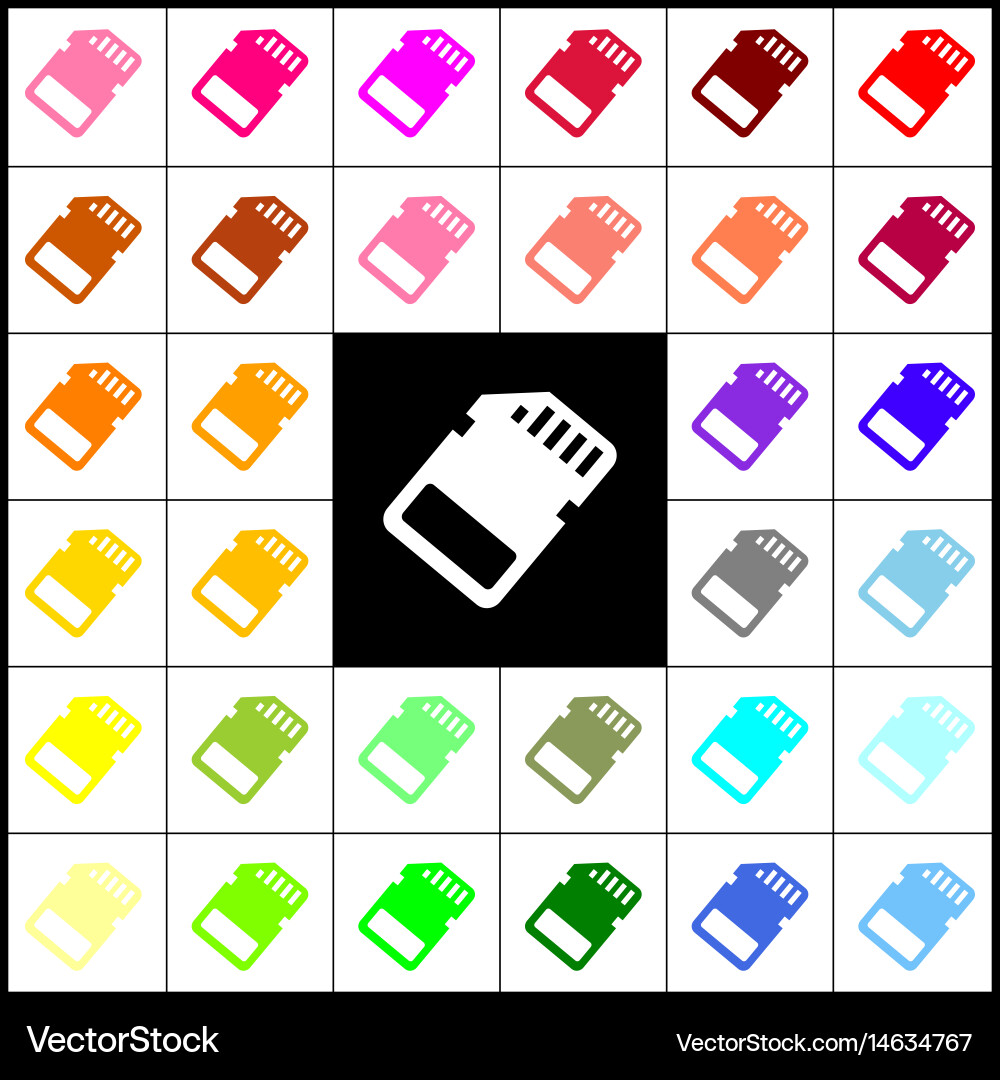 Memory card sign felt-pen 33 colorful Royalty Free Vector