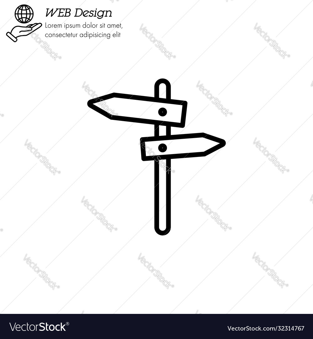 Signpost pointer icon thin line linear outline vector image Signpost pointer icon thin line linear outline