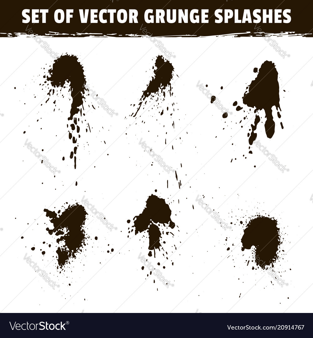 Spray ink blots collection and grunge splashes vector image Spray ink blots collection and grunge splashes