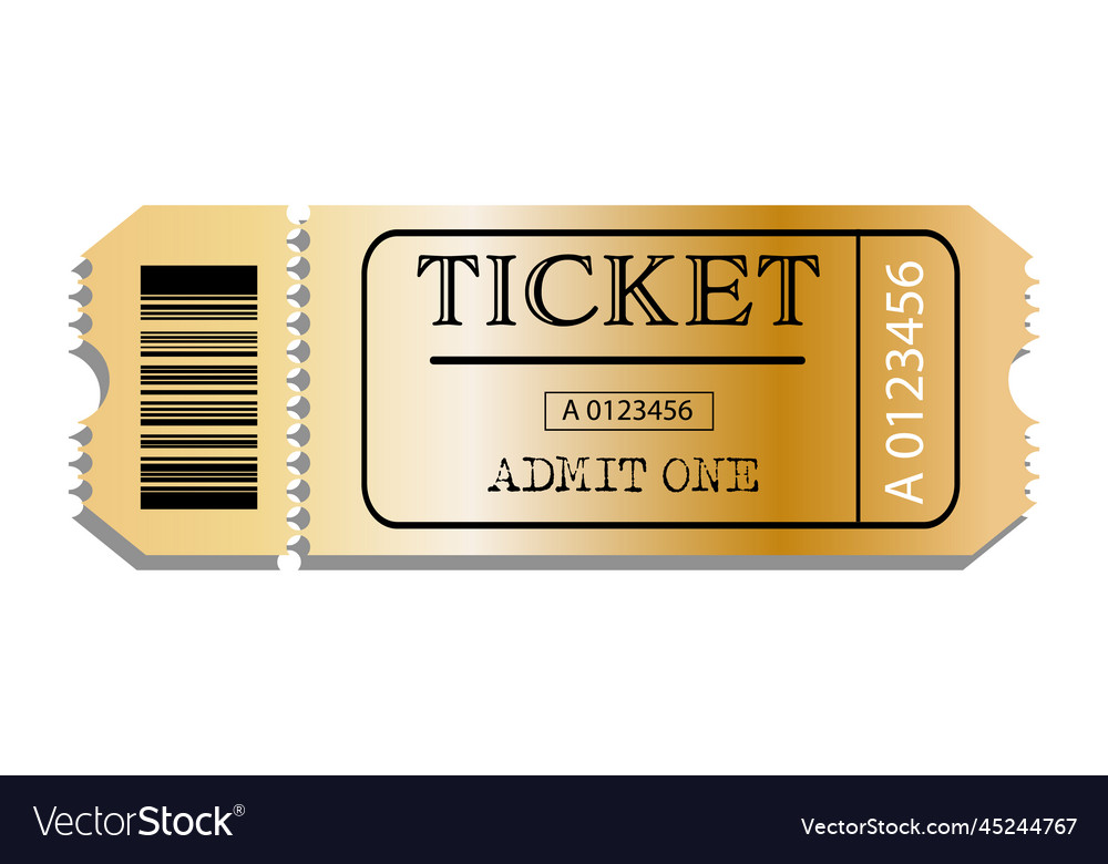 Ticket for cinema theater concert movie Royalty Free Vector