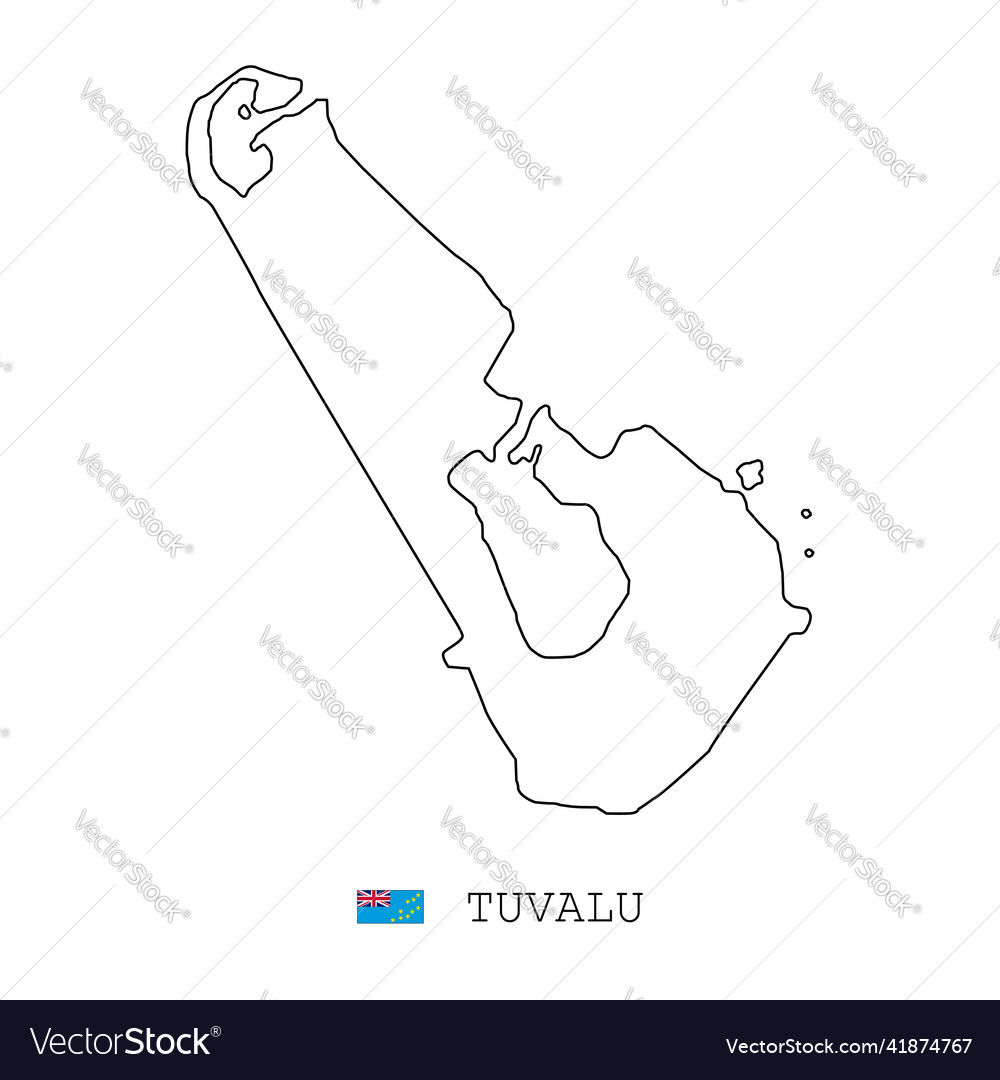 Tuvalu islands map line linear thin simple vector image Tuvalu islands map line linear thin simple