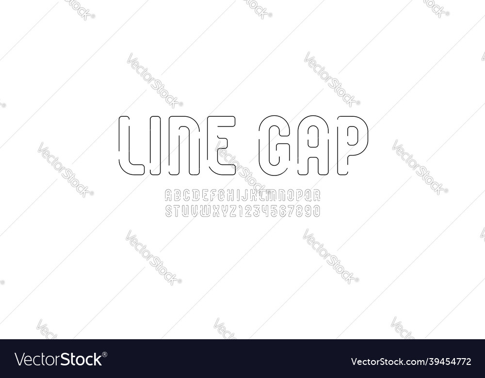Alphabet with gap modern font from thin line vector image Alphabet with gap modern font from thin line