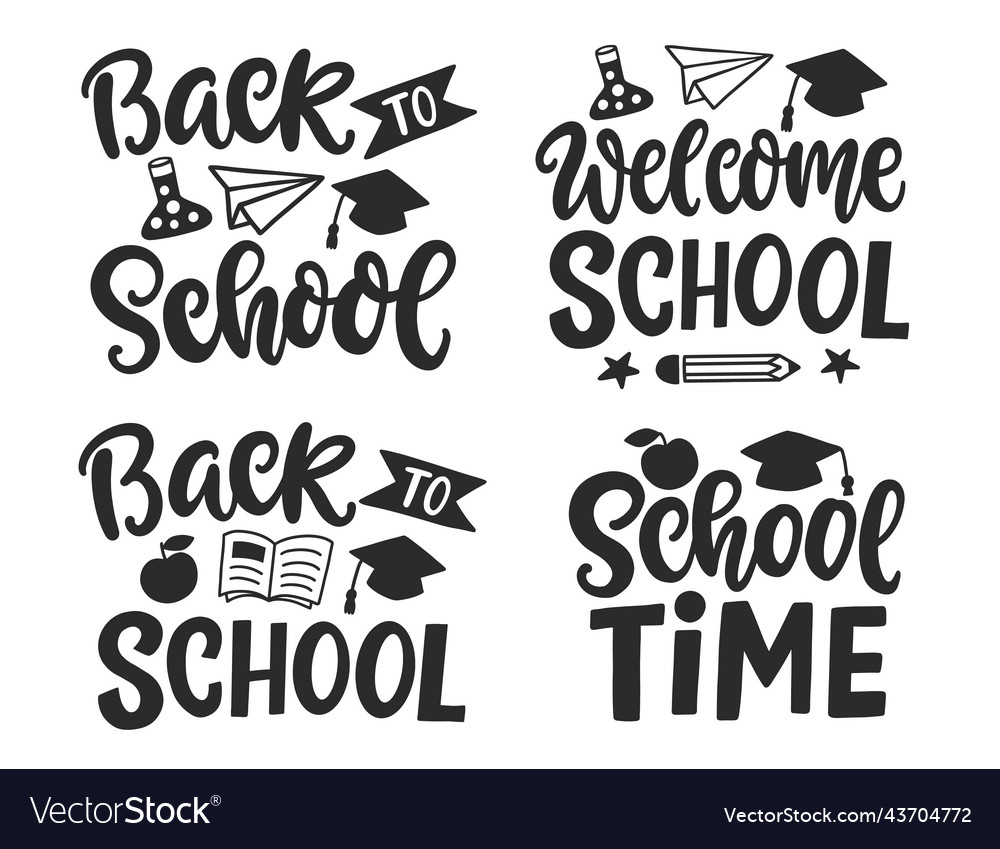 Back to school hand lettering banner set Vector Image