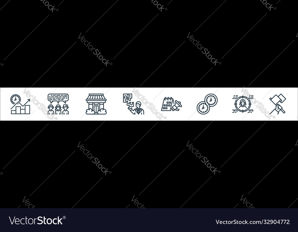 Branding line icons linear set quality vector image Branding line icons linear set quality
