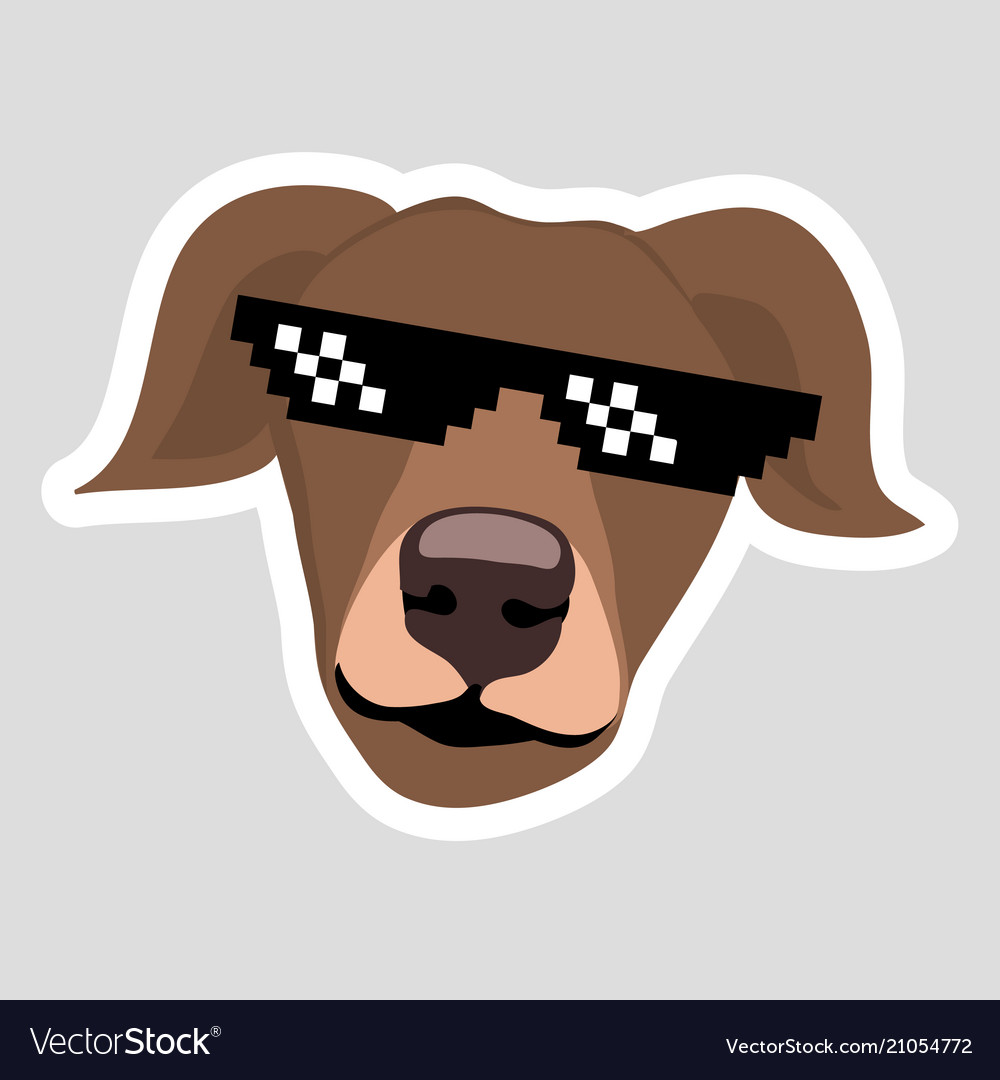 Dog wearing pixel glasses brown with ears down vector image Dog wearing pixel glasses brown with ears down