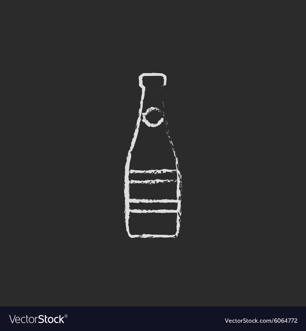 Glass bottle icon drawn in chalk