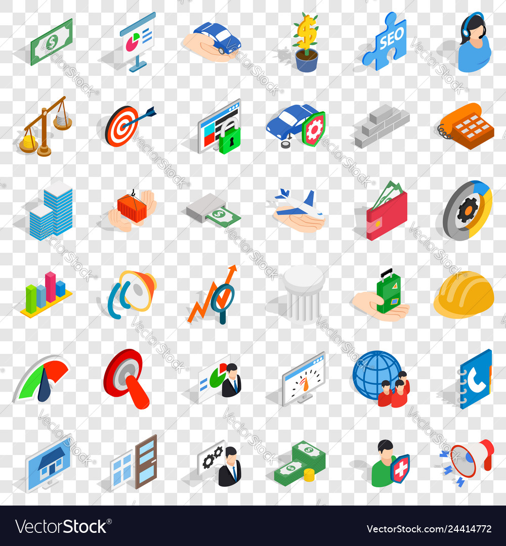 Inspire idea icons set isometric style Royalty Free Vector