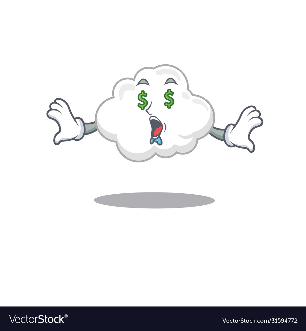 Rich cartoon design white cloud with money eyes