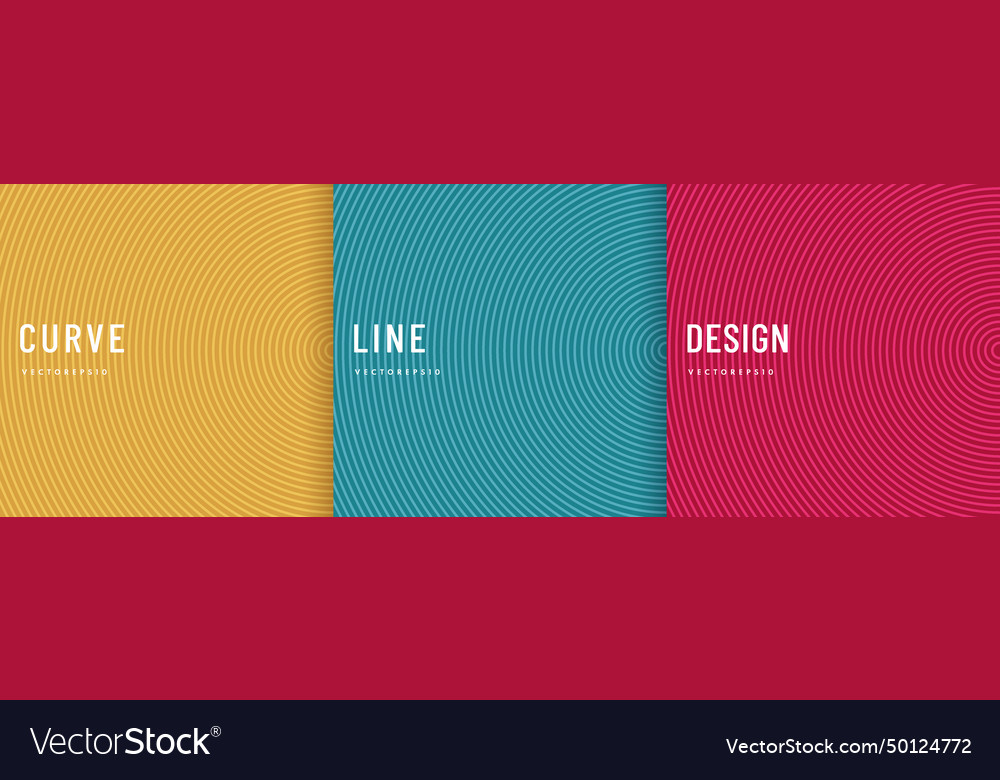 Set of abstract curve round lines pattern
