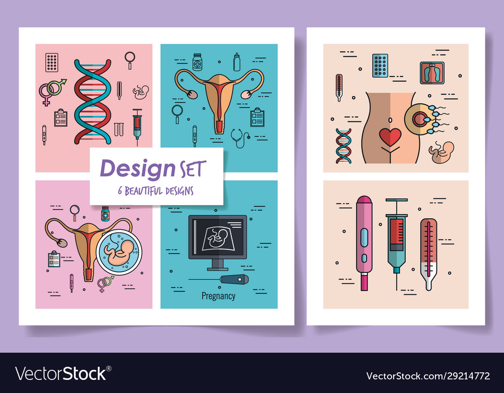 Six designs pregnancy set icons