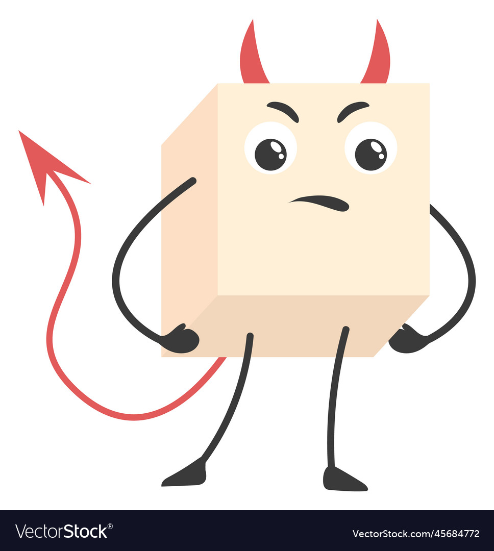 Sugar cube evil mascot unhealthy nutrition devil Vector Image