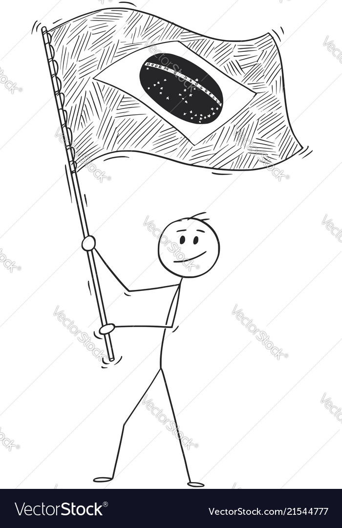 Cartoon of man waving flag federative republic