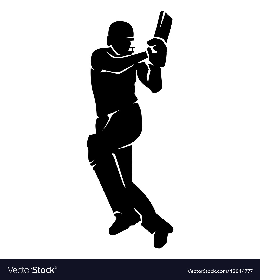 Cricket Player With Bat Cut Out Royalty Free Vector Image