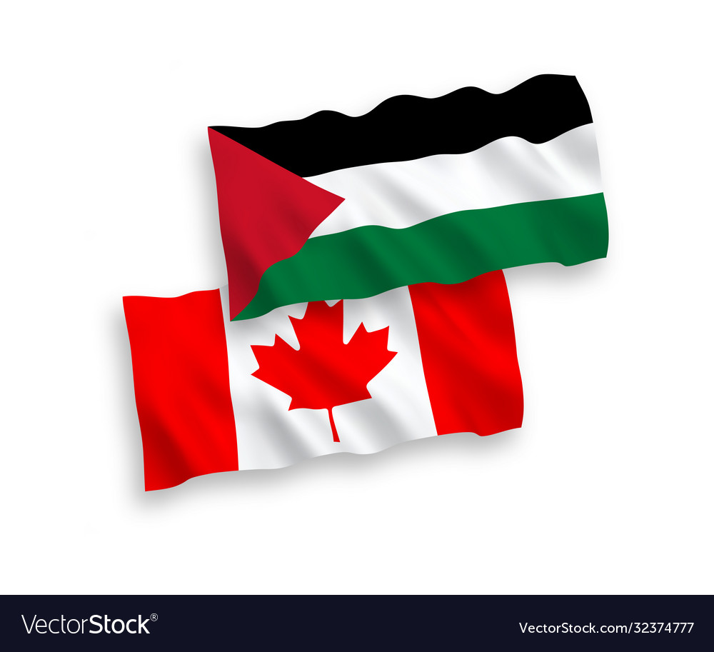 Flags canada and palestine on a white Royalty Free Vector