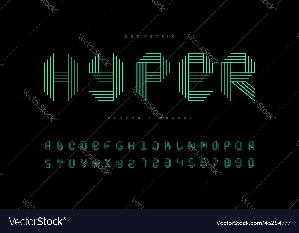 Future linear font and alphabet eps10