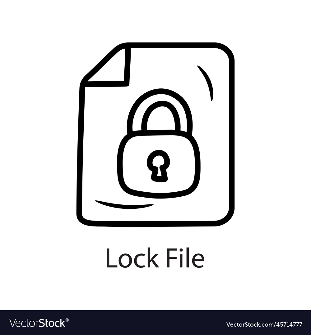 Lock file outline icon design data s