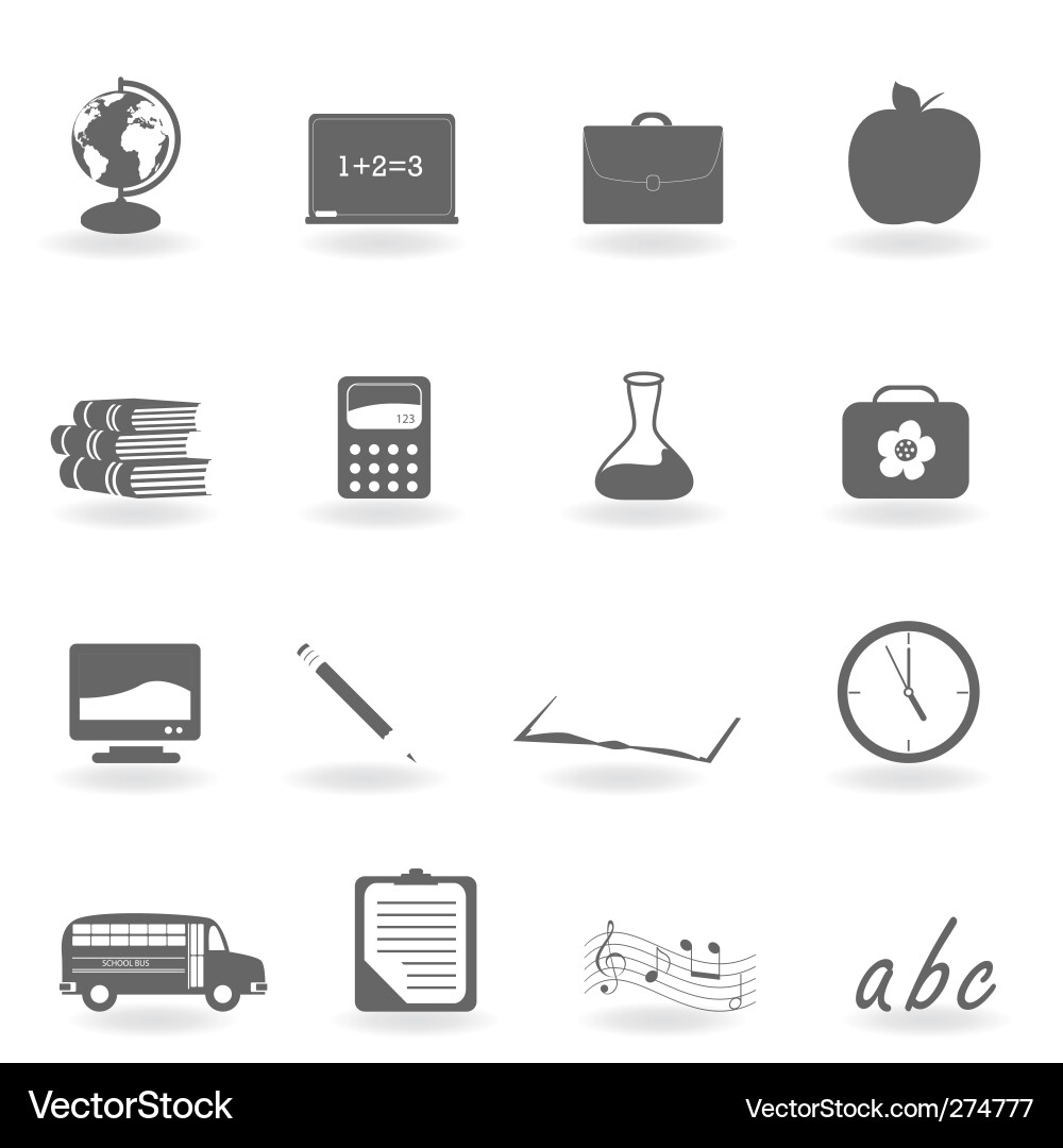 School icons Royalty Free Vector Image - VectorStock