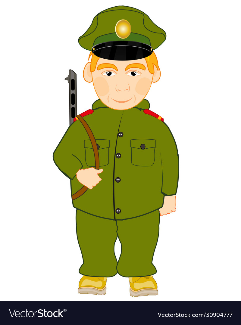 Soldier with automaton Royalty Free Vector Image