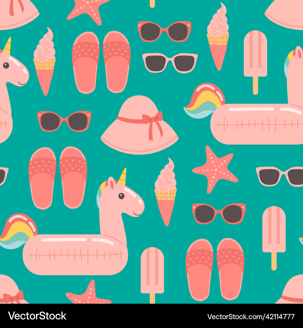 Summer seamless pattern and flat design Royalty Free Vector