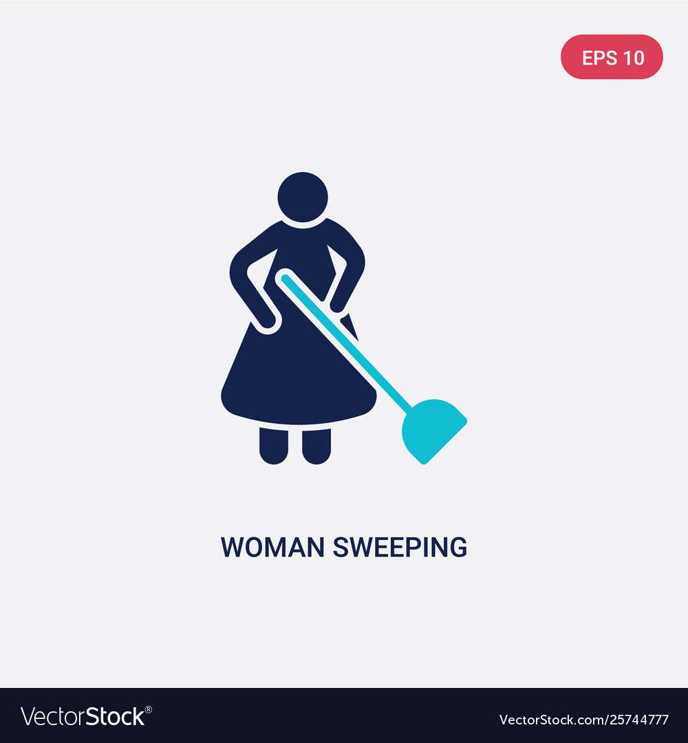 Two color woman sweeping icon from humans concept