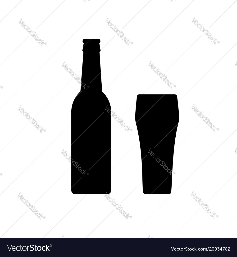 Beer bottle and glass vector image Beer bottle and glass