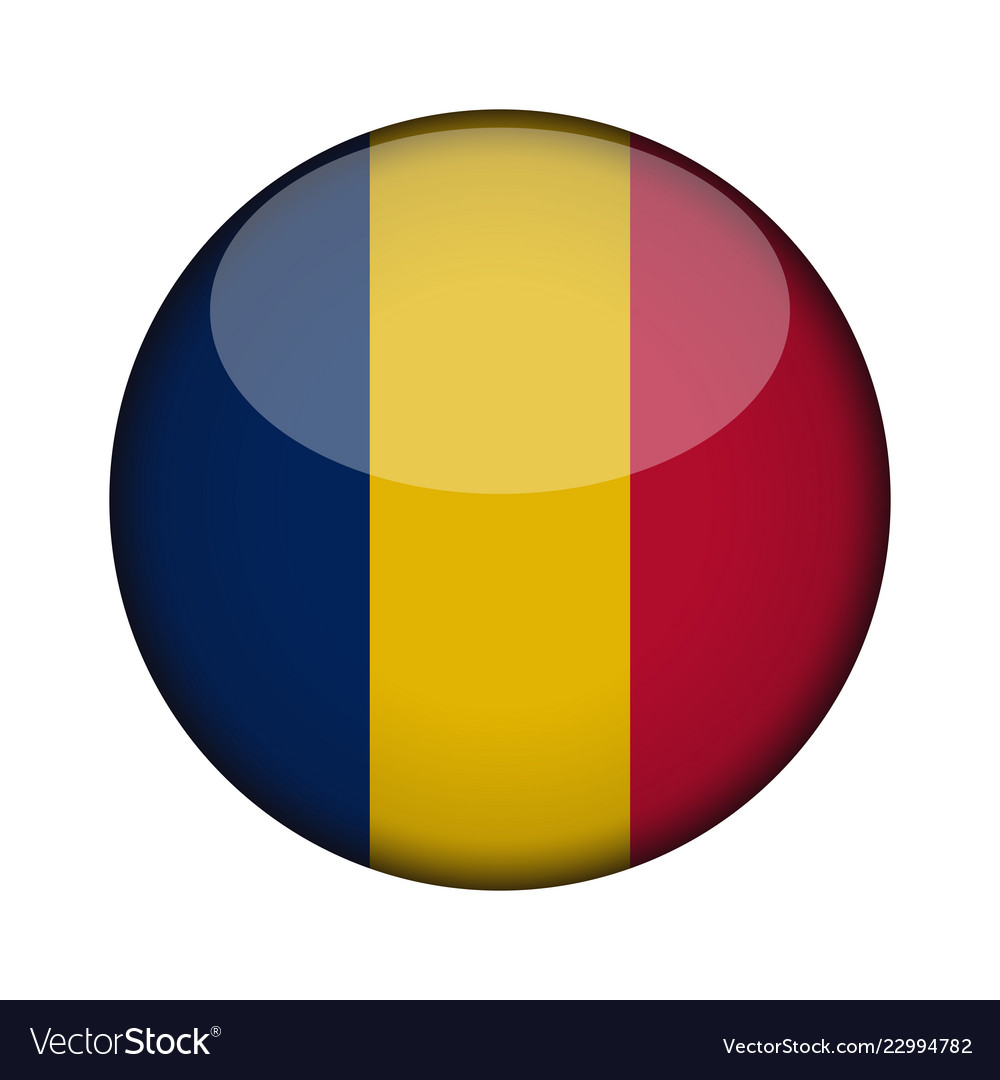 Chad flag in glossy round button of icon Vector Image