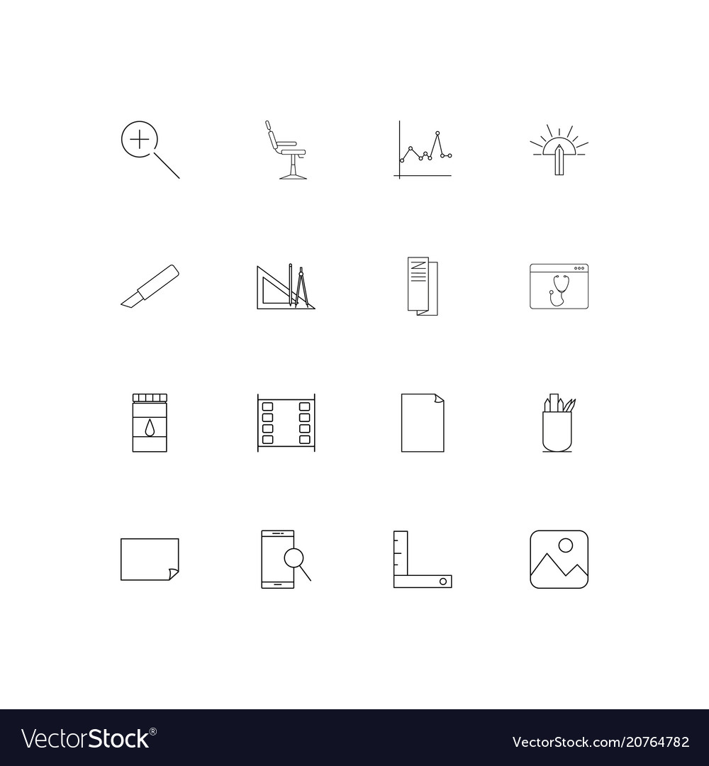 Creative process and design linear thin icons set