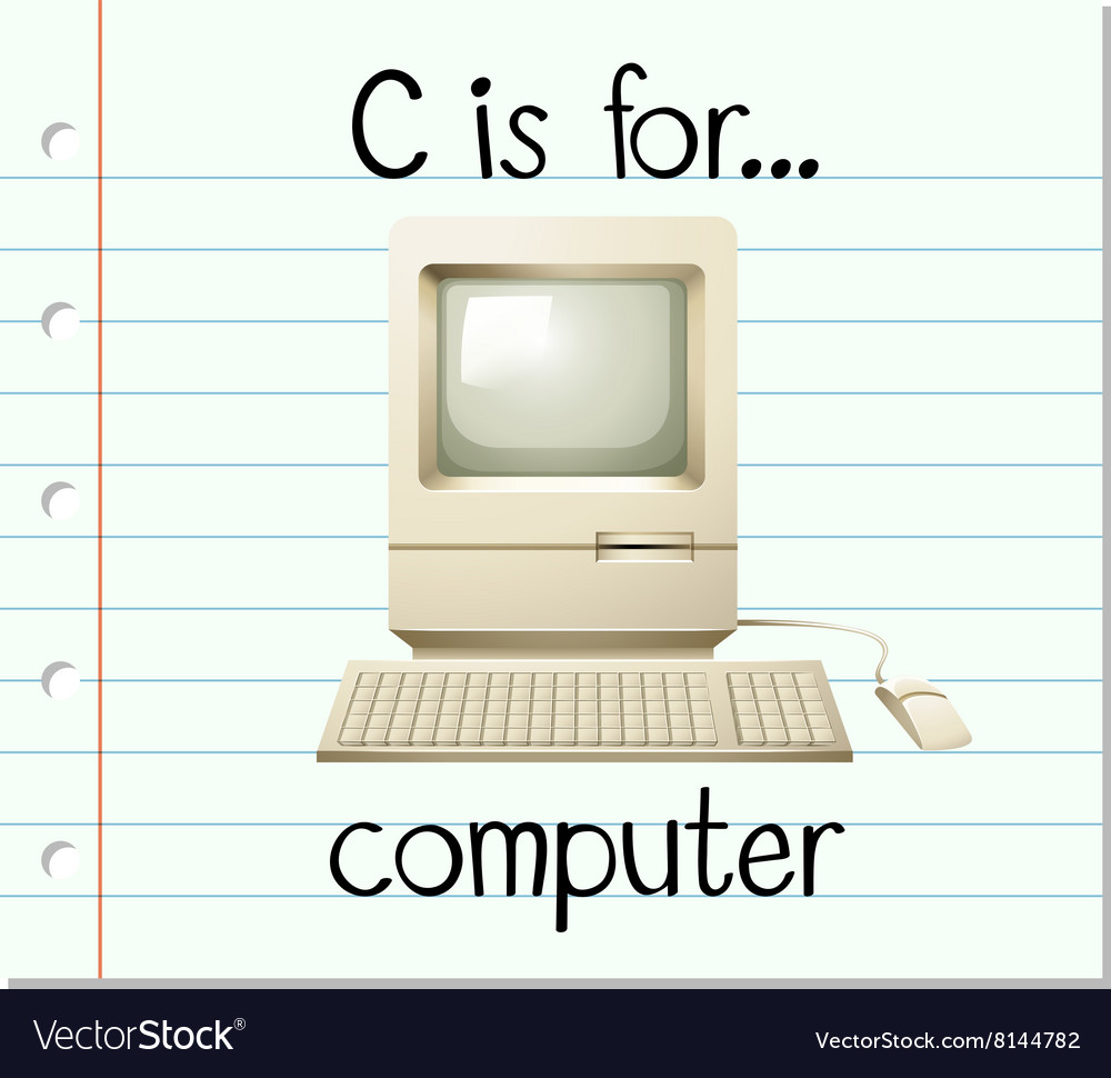 Flashcard letter C is for computer Royalty Free Vector Image