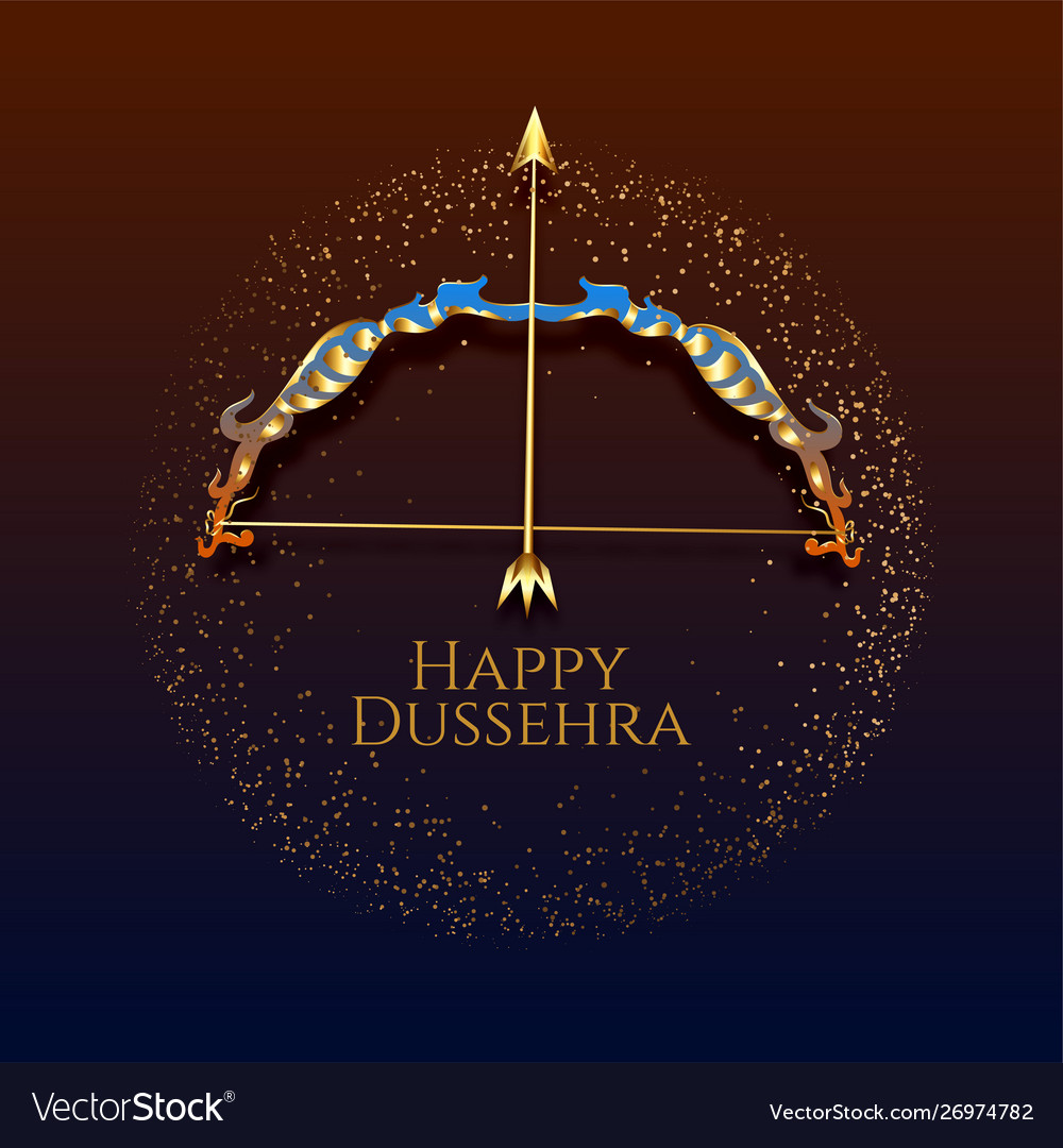 Happy dussehra festival card with artistic bow Vector Image