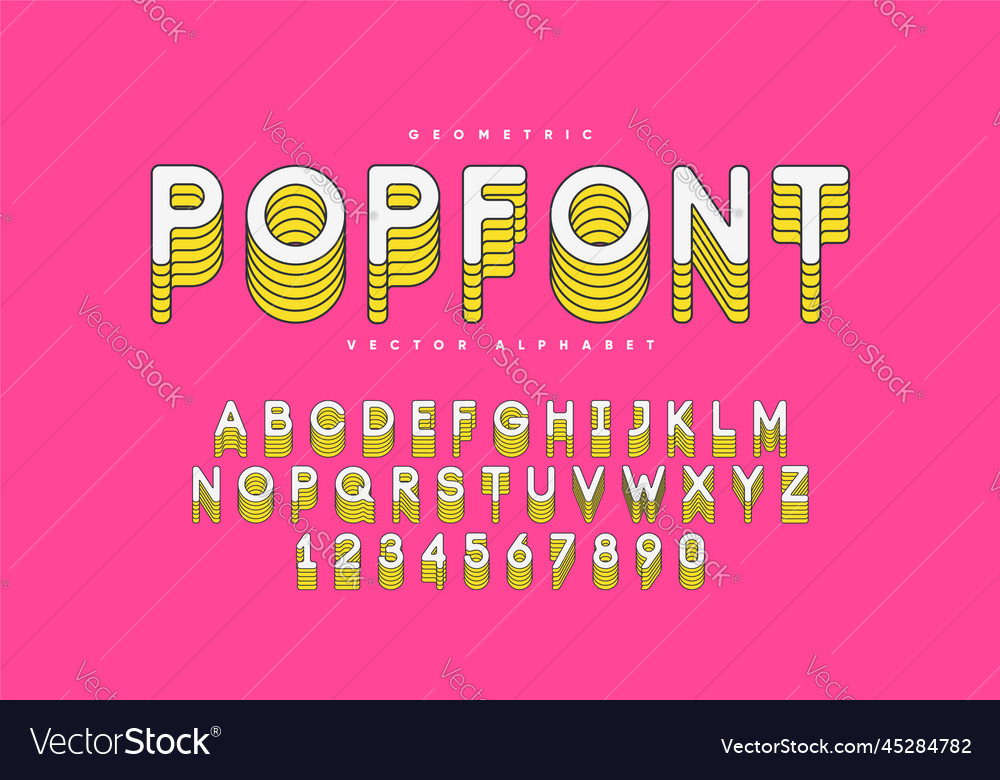Pop font design alphabet and numbers eps10