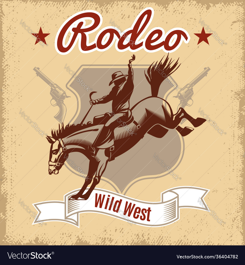 Wild west rodeo template Royalty Free Vector Image