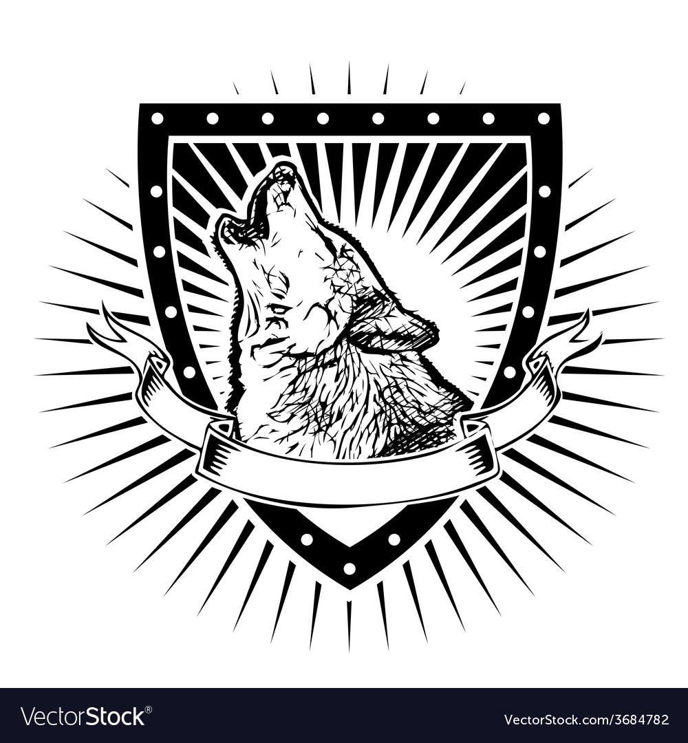 Wolf shield Royalty Free Vector Image VectorStock