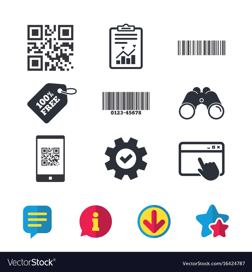 Bar and qr code icons scan barcode symbol