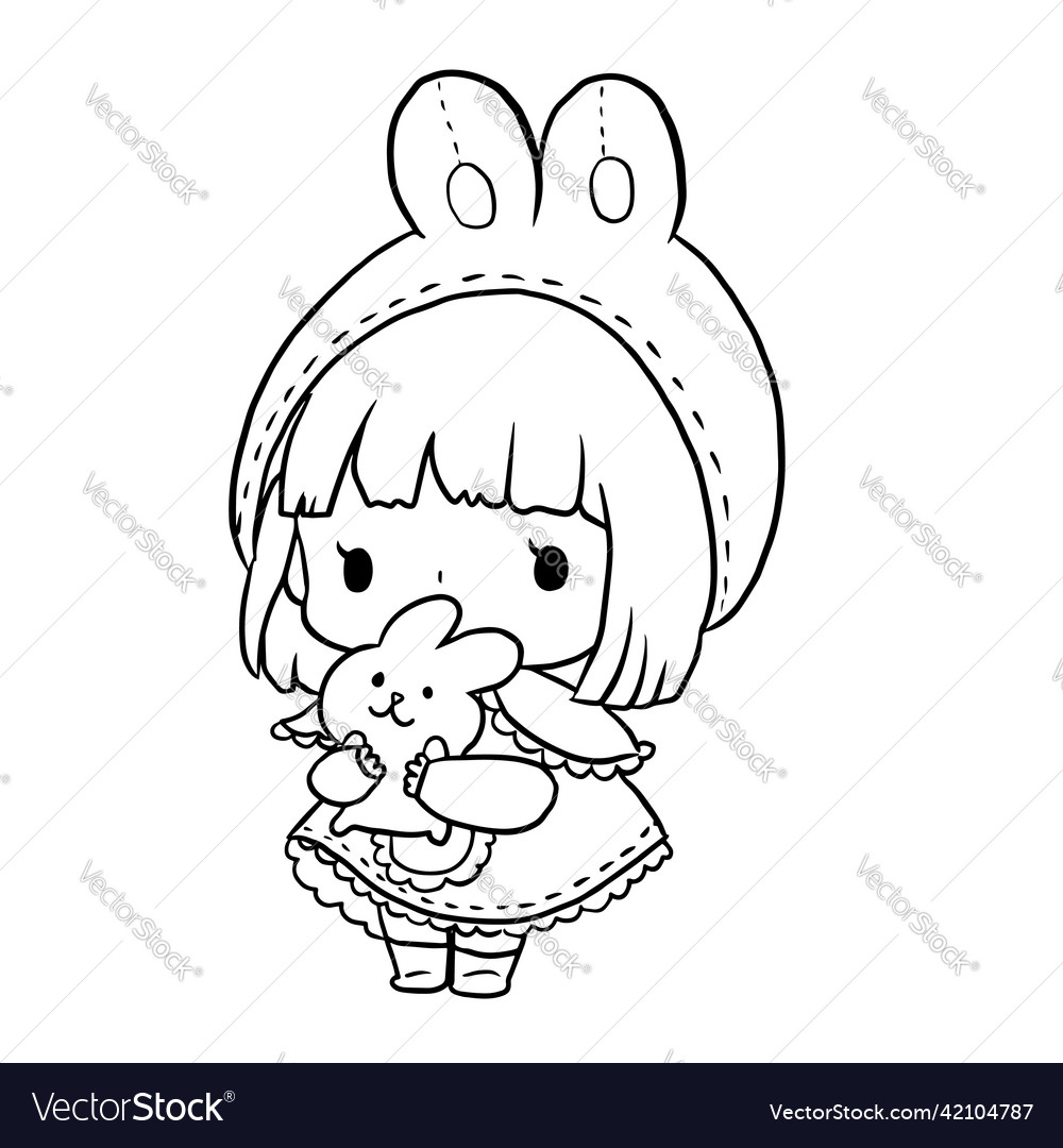 Coloring Page cartoon princess cute stripes kawaii 4950057 Vector