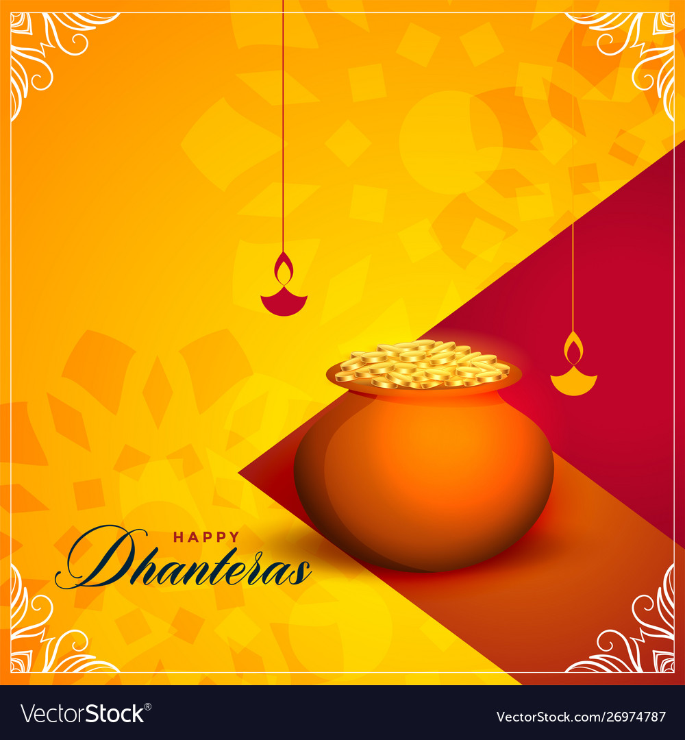 Happy dhanteras festival greeting card background Vector Image