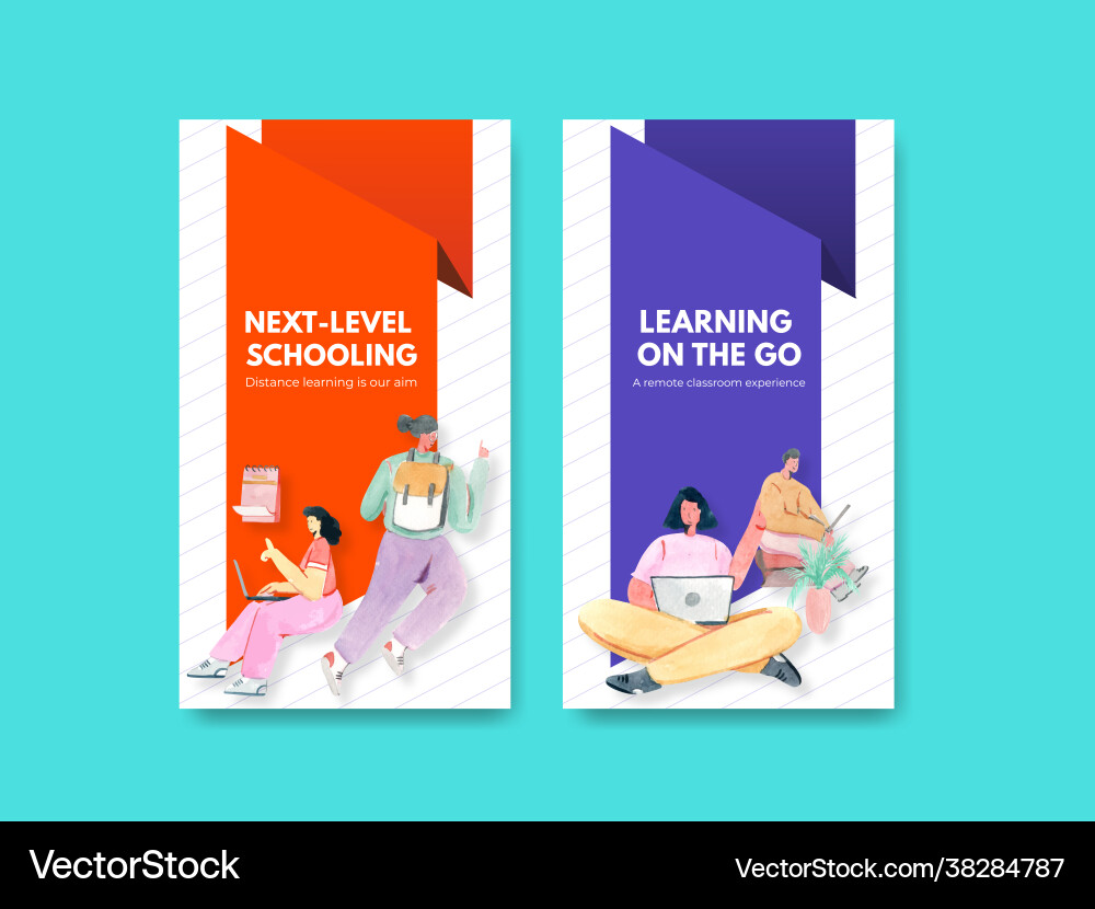 Instagram template with online learning concept Vector Image