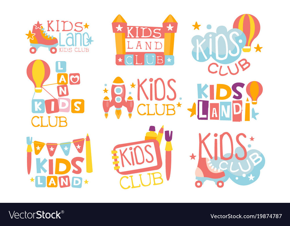 Kids land playground and entertainment club set Vector Image